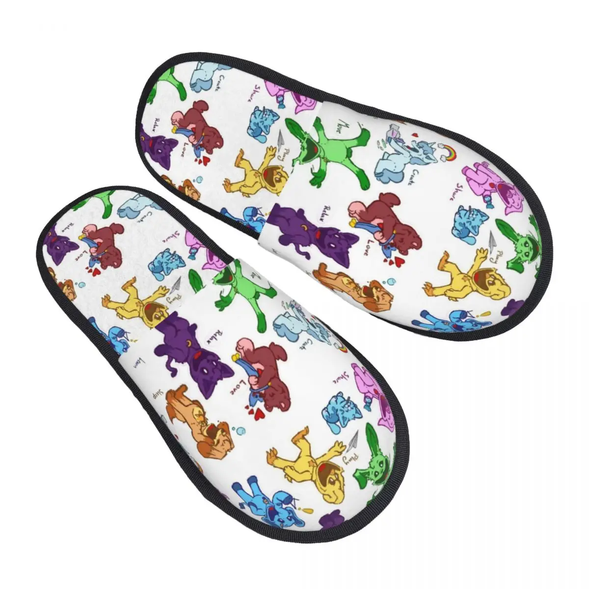 Smiling Critters Collection Slippers Anti-skid CatNap Soft Household Cotton Fur Slippers Slides Living Room