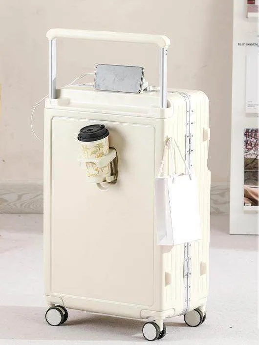 2026-new-large-capacity-28-inch-aluminum-frame-suitcase-front-opening-boarding-bag-natural-honey-language-unisex-zipper-wheel