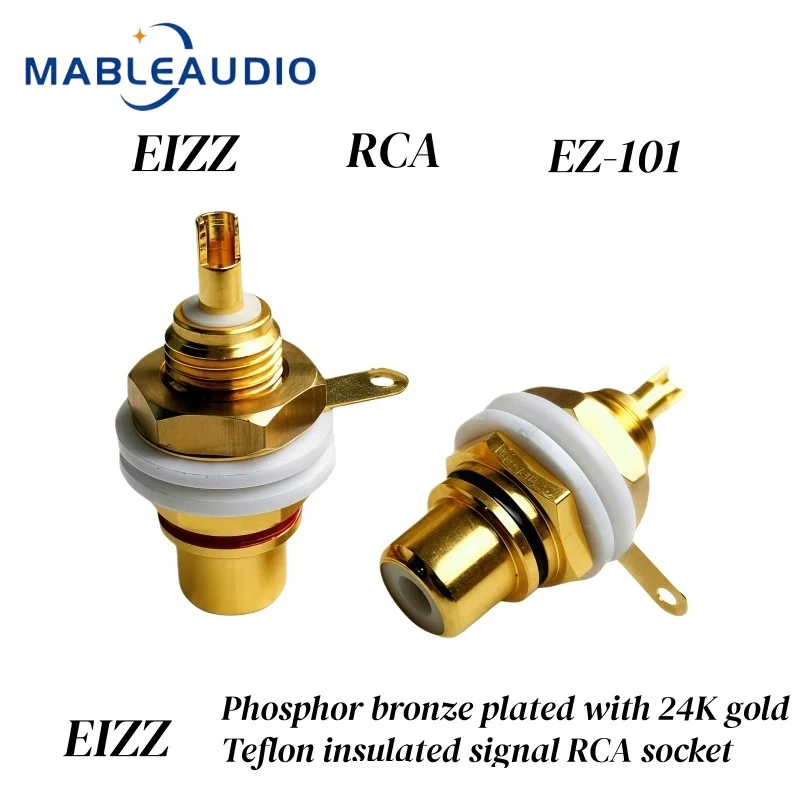 EIZZ EZ-101 Gold Plated Chassis Phono Terminal, Panel Mount RCA Female Connector for Audiophile Tube Amplifier Build