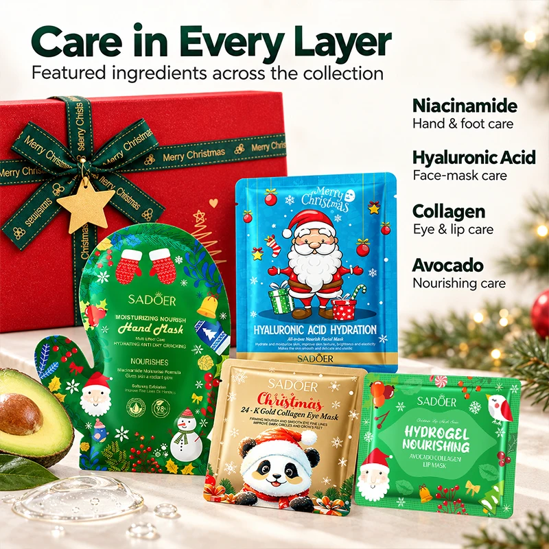Christmas Skincare Gift For Women Mask Gift Box Face Hand Foot Eye Lip Mask Set Moisturizing Nourishing Beauty Holiday Present
