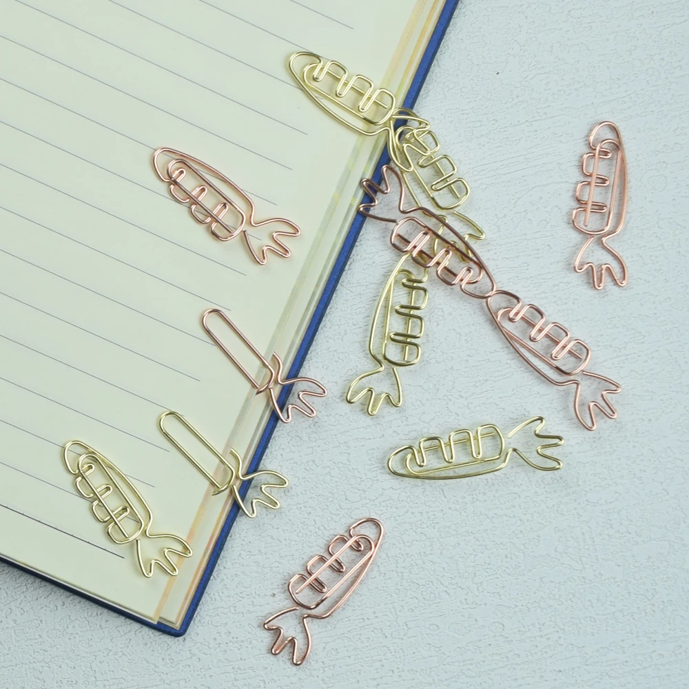 

12pcs/Pack Cute Carrot Shaped Metal Bookmark Pin Paper Clip Stationery School Office Supply