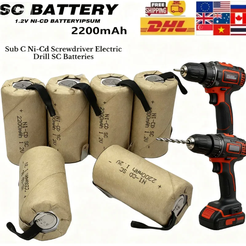 2200mAh SC NiCad Rechargeable Battery for Bosch Hitachi and DeWalt Power Tools, Screwdriver Battery, 1.2V, High Quality