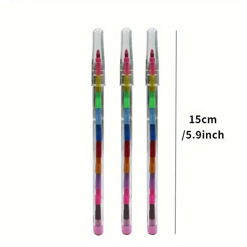 12 قطعة/المجموعة/مجموعة مكعبات بناء ملونة يمكن ضبطها معًا ويمكن تعديلها في الارتفاع، مجموعة أقلام تلوين مع 11 لونًا نابضة بالحياة، مثالية للفنون والحرف اليدوية، ومستلزمات الميلاد والعودة إلى المدرسة، وهدايا المكافآت #2