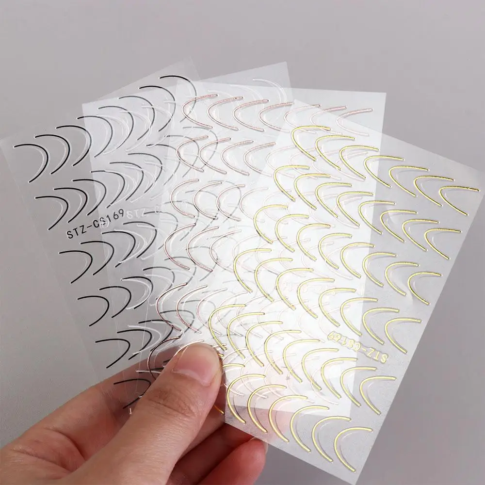 Láminas para uñas, deslizadores para decoración de uñas, estilo francés, autoadhesivas, líneas 3D, pegatinas para uñas a rayas, calcomanías para manicura, decoración artística de uñas