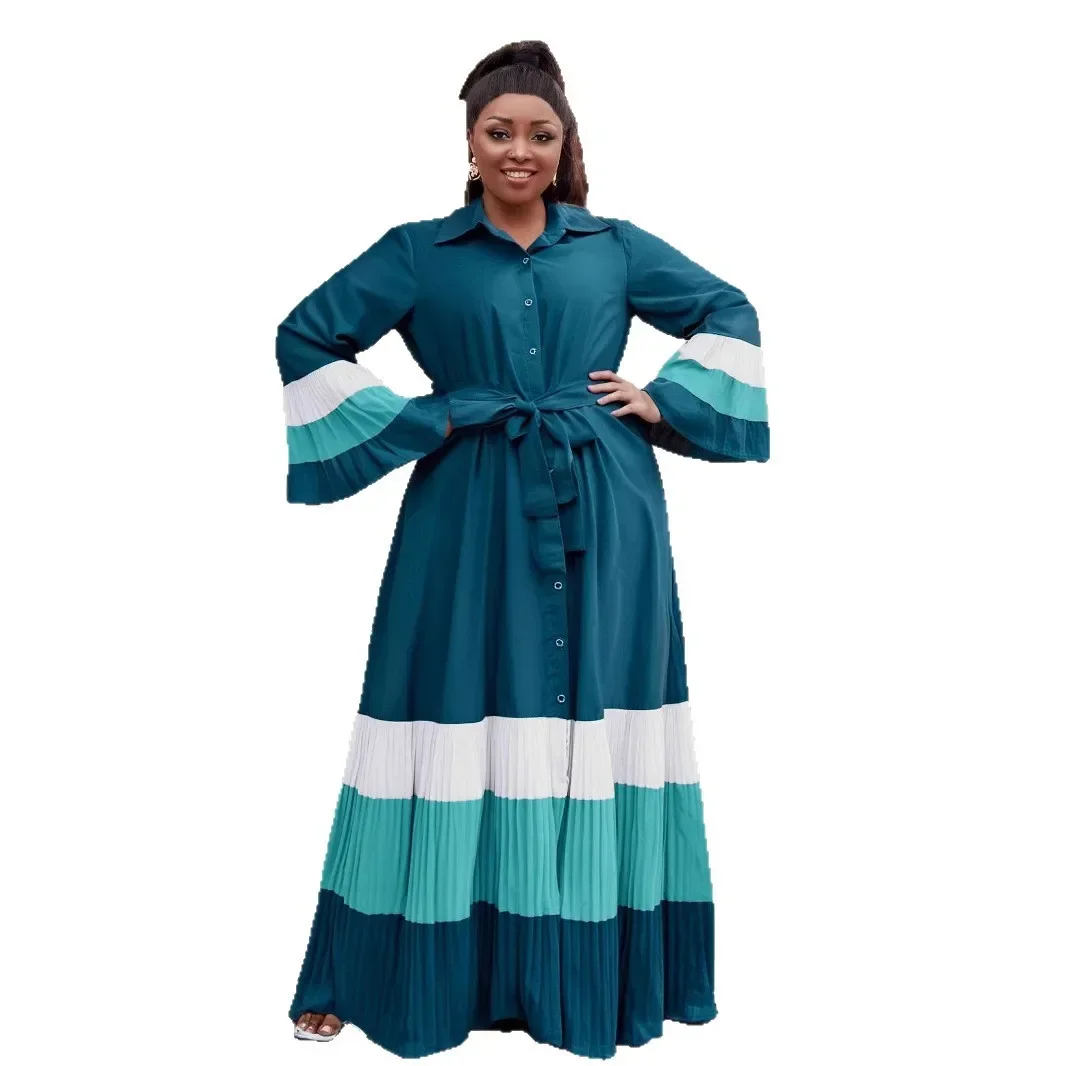 Dashiki vestidos africanos para mujer verano africano manga larga cuello pico Patchwork vestido largo Maxi trajes Ankara vestidos 2025