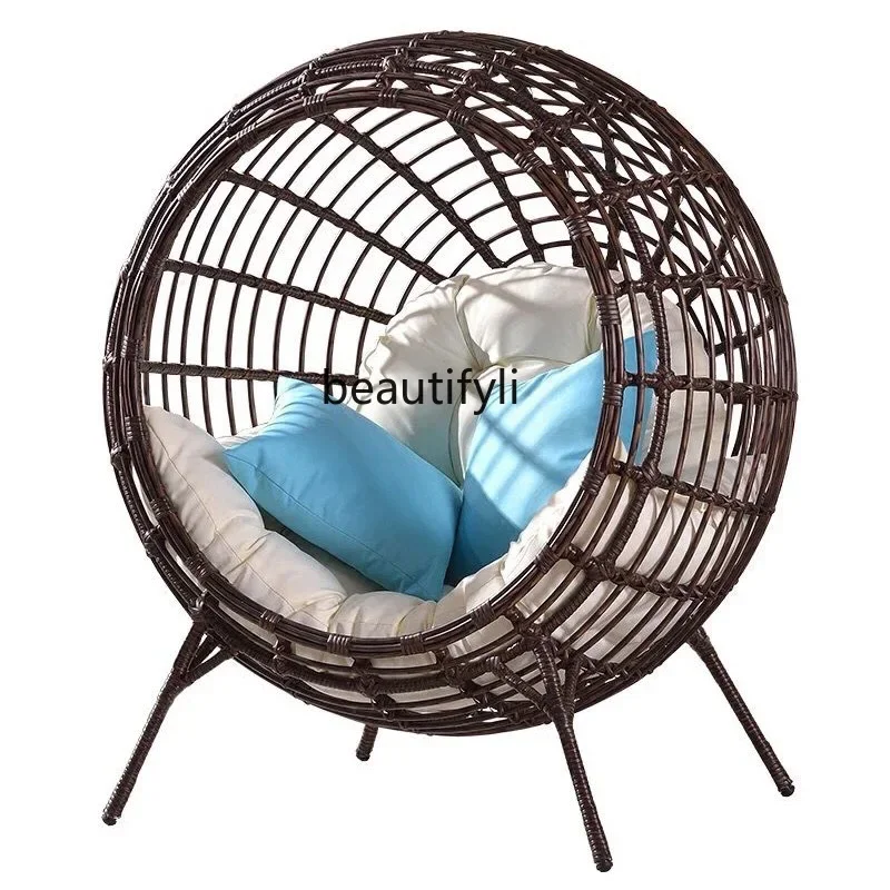 

Outdoor Creative Rattan round Sofa Terrace Lazy Sofa Courtyard Leisure Single Hammock