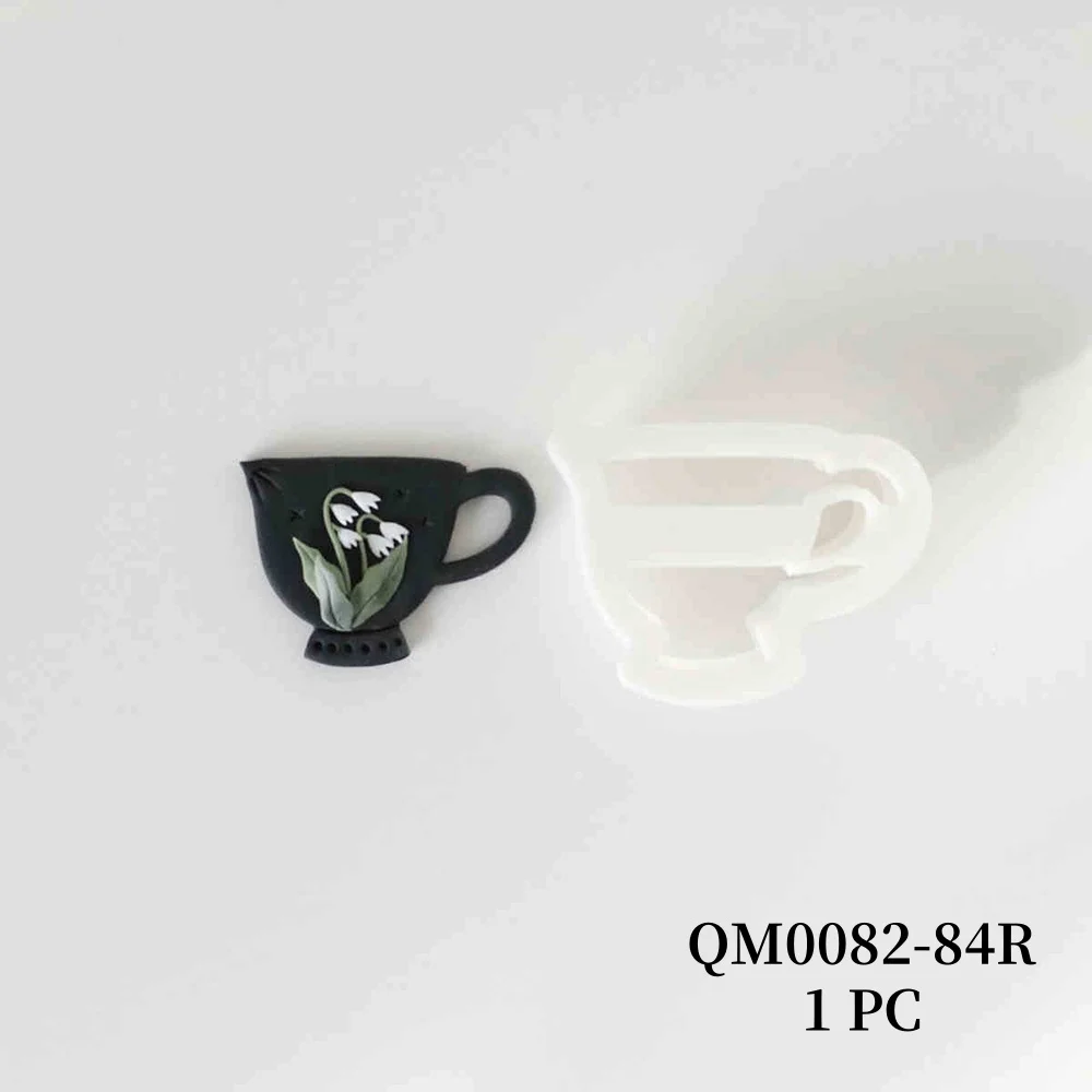 1 Stück Kaffeetasse aus Kunststoff, Tonschneider für die Herstellung von Ohrringen, 3D-Blumenverzierungen, weiches Tonform-Werkzeugset, Präzisionsmesserform – Detail 4
