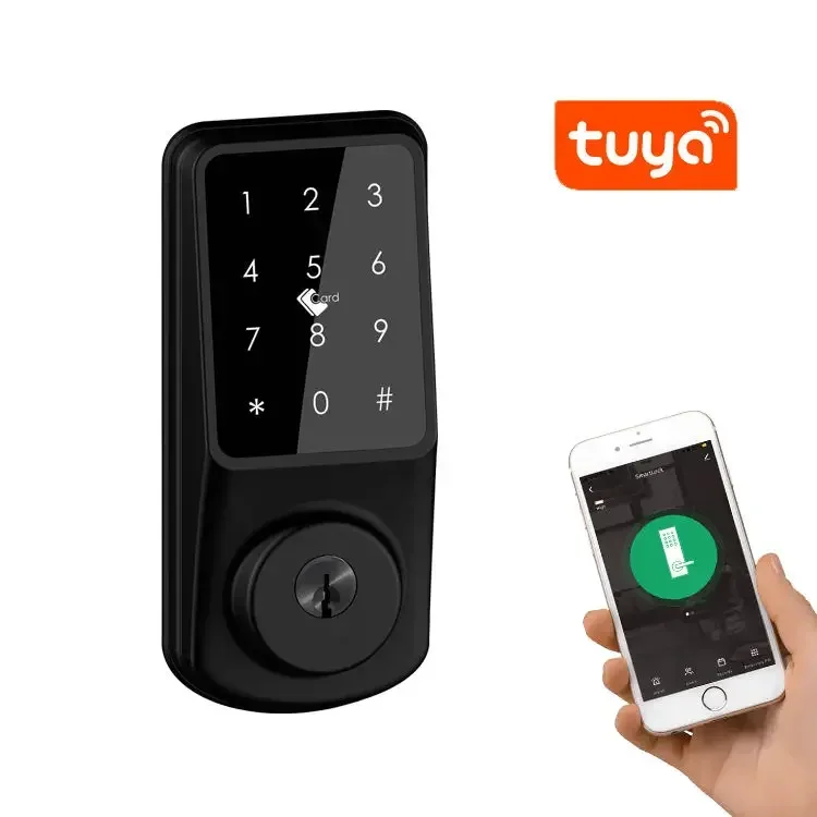 Tuya-電子キーレスエントリーロック,wifi,屋外ドア,ttlockアプリ,タッチパッド,リモートコントロール,デッドボルトスマートロック