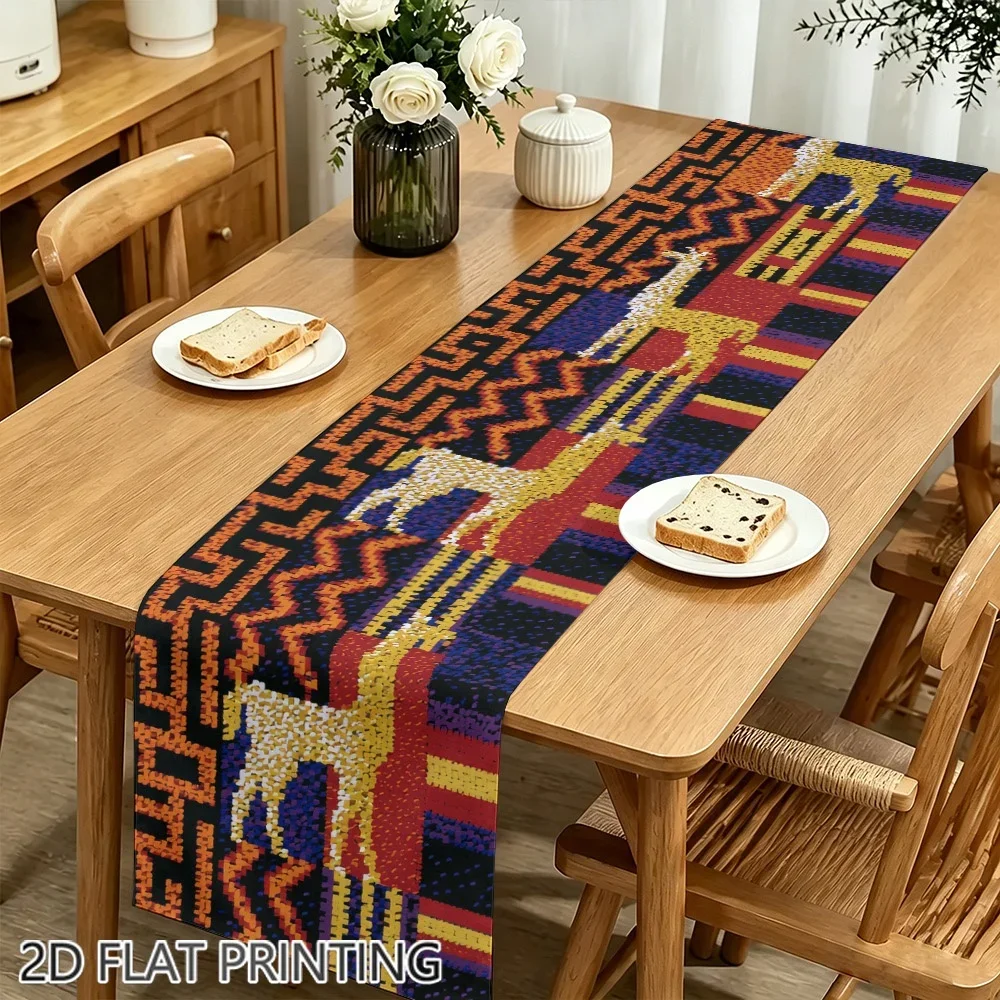 Table Runner Cotton Black History Month African Tribal Totem Pattern Tablecloth Heritage Festival Party Decor