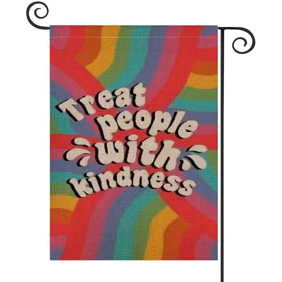 1PC Treat People With Kindness Pattern Linen Cotton Garden Flag Banner Indoor Outdoor Home Garden Hanging Decor