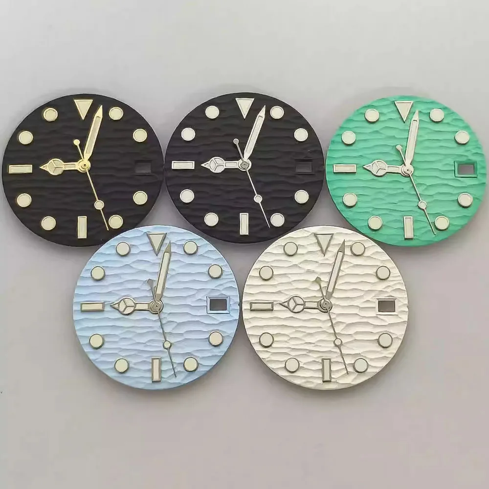 

1 Set Watch Dial 28.5mm, Green Luminous Dial NH35 Hands, for NH35 NH36 4R 7S Movement, Single Calendar Watch Faces With Pointer