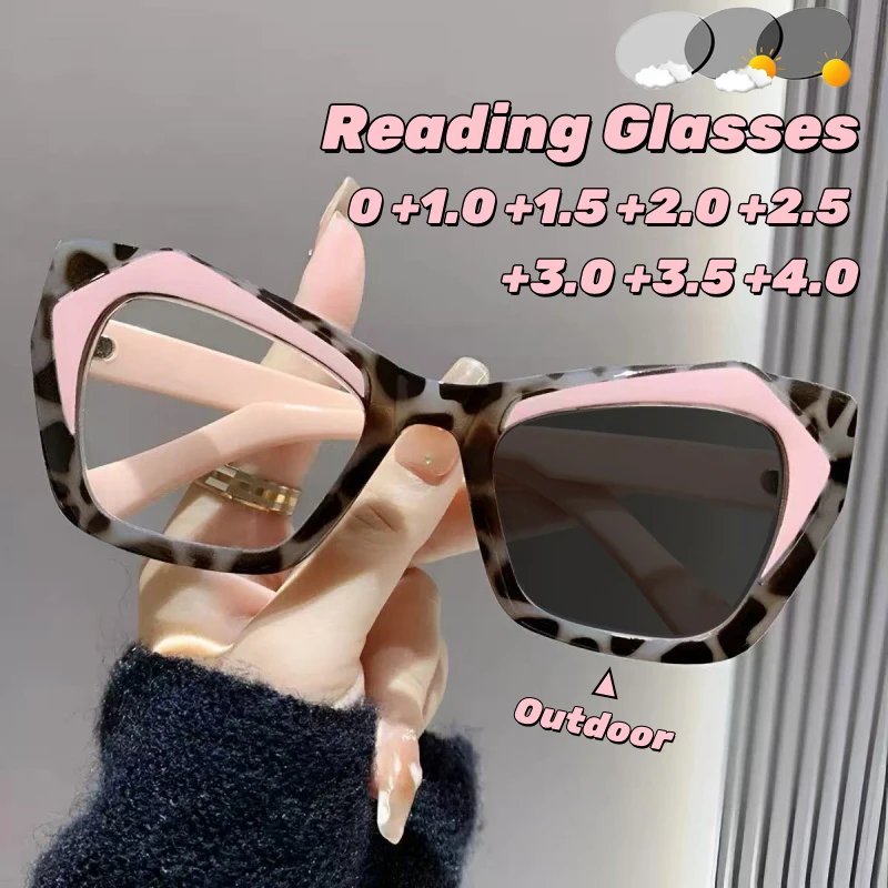 

Personalized Tortoiseshell Comfortable Photochromic Reading Glasses Anti Blue Light and Anti Fatigue High-definition Goggles
