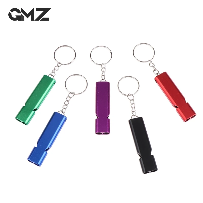 

Dual-tube Survival Whistle Portable Keychains Waterproof Aluminum Alloy For Outdoor Hiking Camping Survival Emergency Keychains