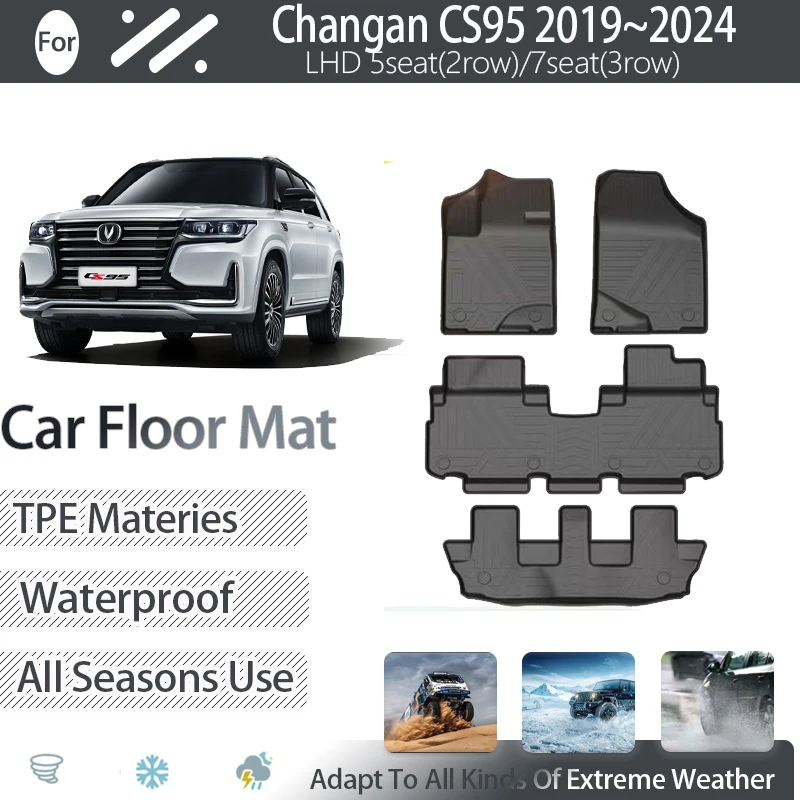 

Luxury Car Floor Mats For Changan CS95 2019~2024 5seat 7seat LHD Anti-dirty Pad Foot Carpets TPE Cover Full Set Auto Accessories