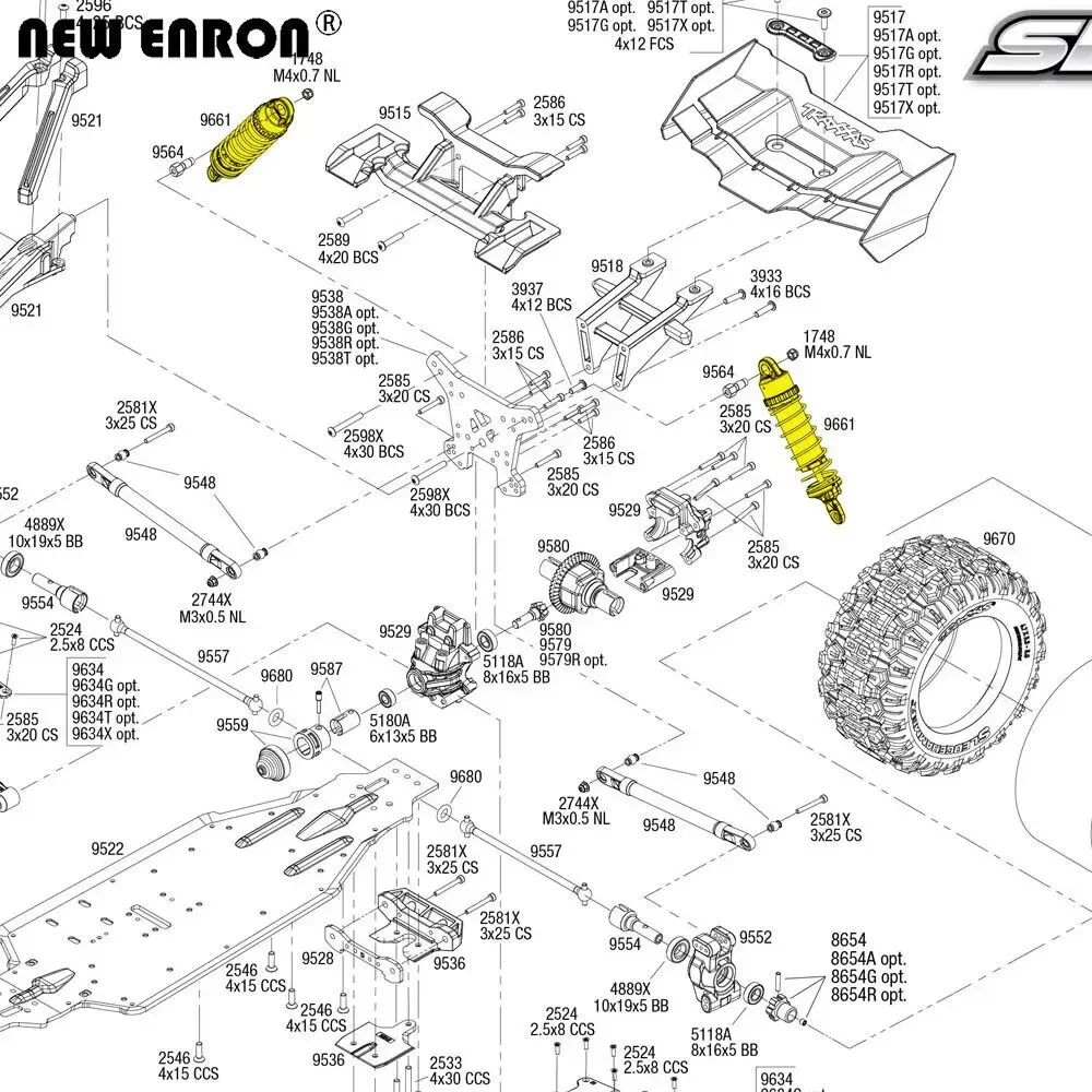 ENRON 알루미늄 6061 CNC 완충기 댐퍼 9660 9661, 1:8 RC 자동차 Traxxas 트럭 SLEDGE 95076-4 용, 98-128mm, 108-137mm, 신제품