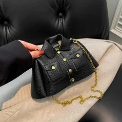 Women Bag Clothes Shape Rivet Shoulder Bag Fashion Crossbody Small Square Bag Pu Leather Handbag