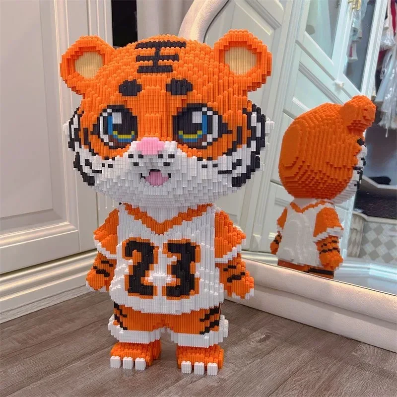 Tiger Series Building Block Assembled Cartoon Animal Model Image Small Particle DIY Splicing Toys for Kids Christmas Gift