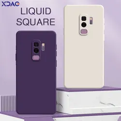 Square Liquid Silicone Back Cover for Samsung Galaxy S9 Plus Camera Protective Soft Shockproof Phone Case SamsungS9 S9Plus Funda