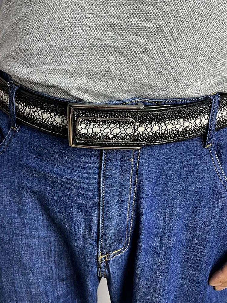 New Fashion Mens Cowhide Genuine Leather Strap For Jeans Designer Silicone Surface Waistband Flat Smooth Buckle Vintage Belt
