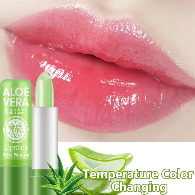 Lápiz labial hidratante de Aloe Vera, bálsamo labial que cambia de Color con la temperatura, duradero, nutritivo, cuidado de los labios, brillo de labios