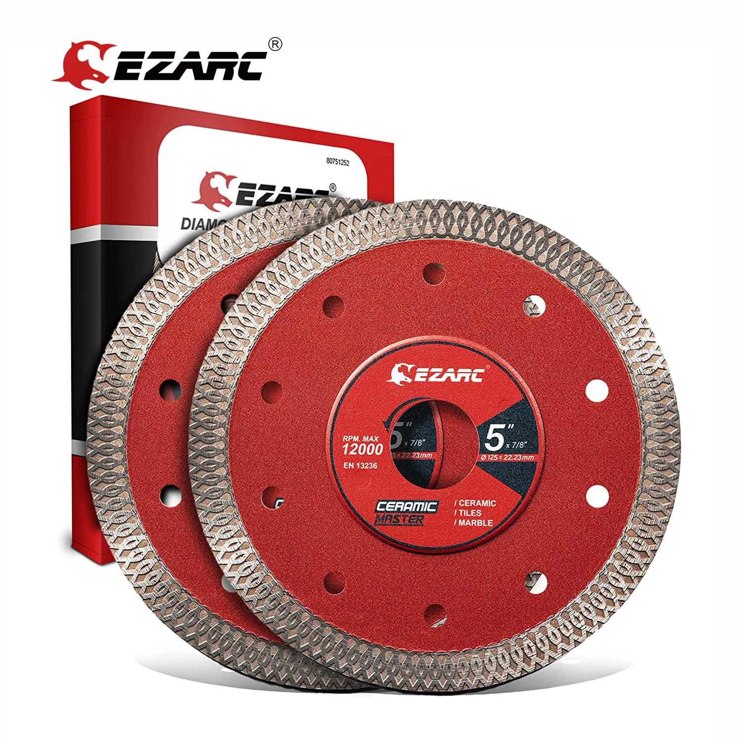 

Супертонкие Алмазные пилы EZARC 2 шт. 5 ''и 4,5'' для угловой шлифовальной машины, Алмазное лезвие для резки плитки, керамики, гранита, мрамора