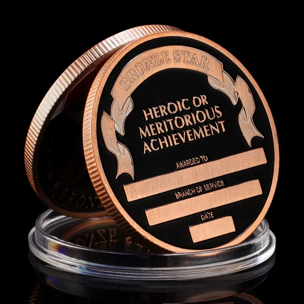 American Honor Bronze Star Souvenir Plated Challenge Coin Veteran Collectible Gift Heroic or Meritorious Achievement Bronze Coin