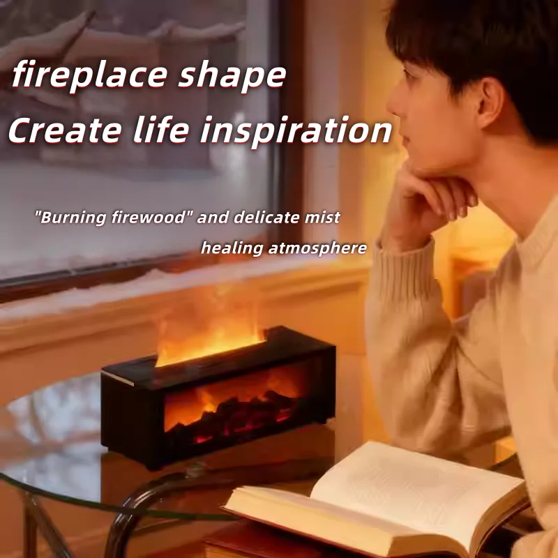 

Air humidifier essential oil humidifier household aromatherapy machine flame aromatherapy machine with LED light remote control