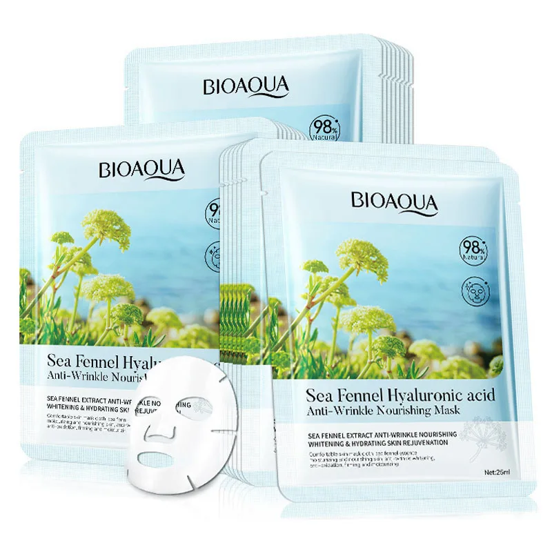 BIOAQUA Sea Fennel Hyaluronic Acid Face Mask Firming Moisturizing Nourishing Facial Sheet Mask Face Masks for Skin Care