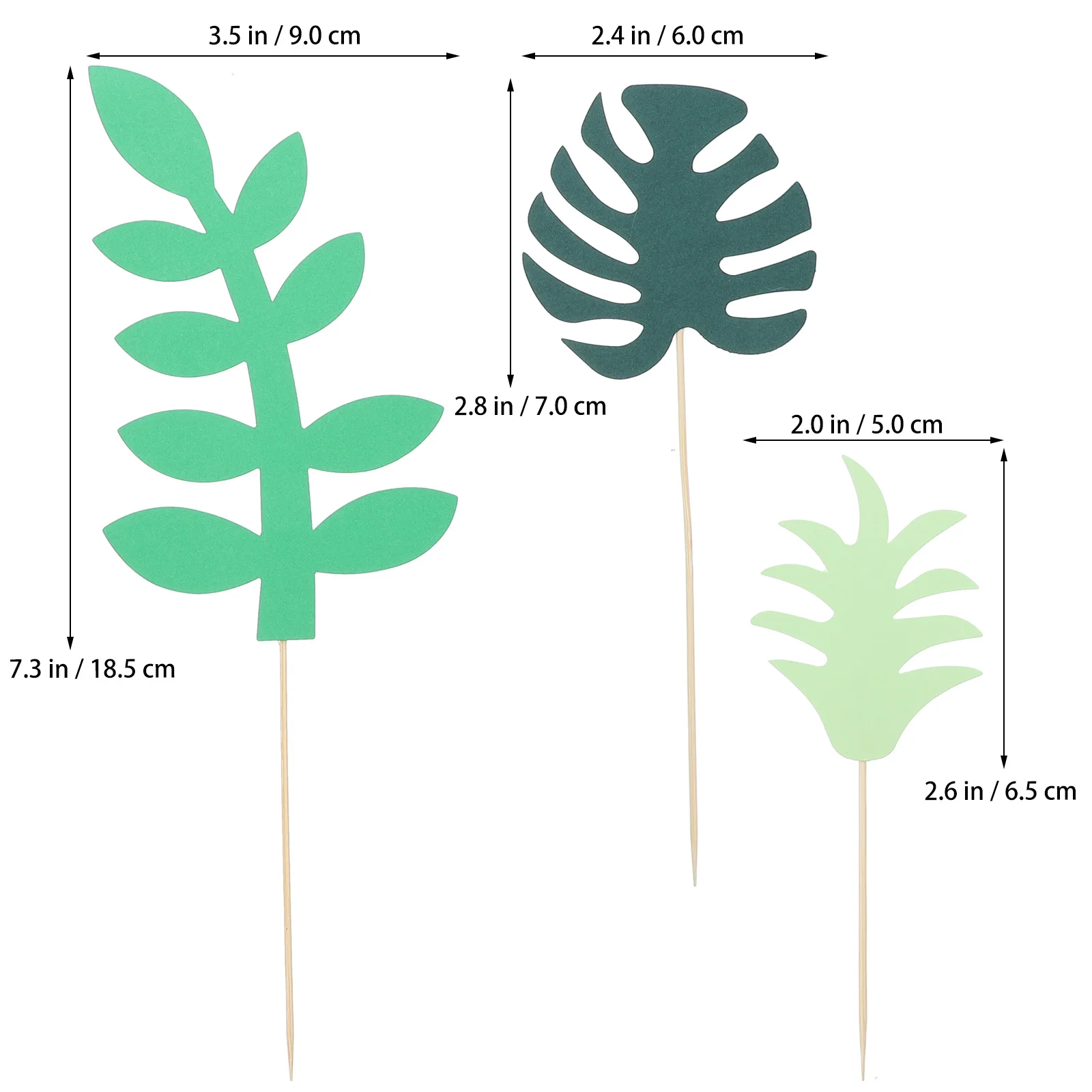 

24Pcs Palm Leaf Cake Insert Premium Quality Tropical Green Leaf Shape Ideal for Wedding Birthday Banquets Cake Insert