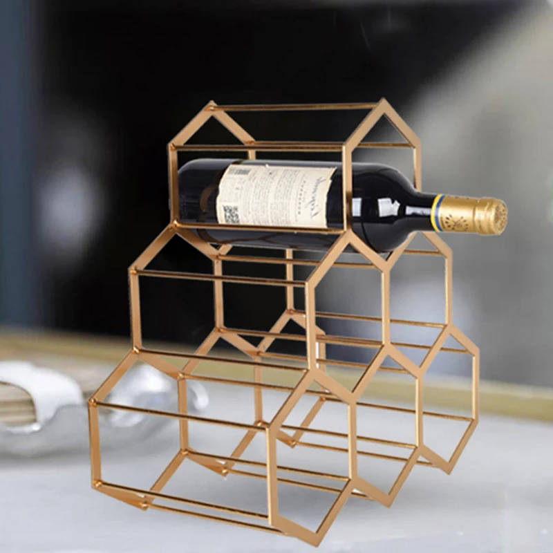 

Household Living Room Minimalist Metal Wine Rack Red Wine Rack Decoration Honeycomb Wine Cabinet Fashion Display Rack