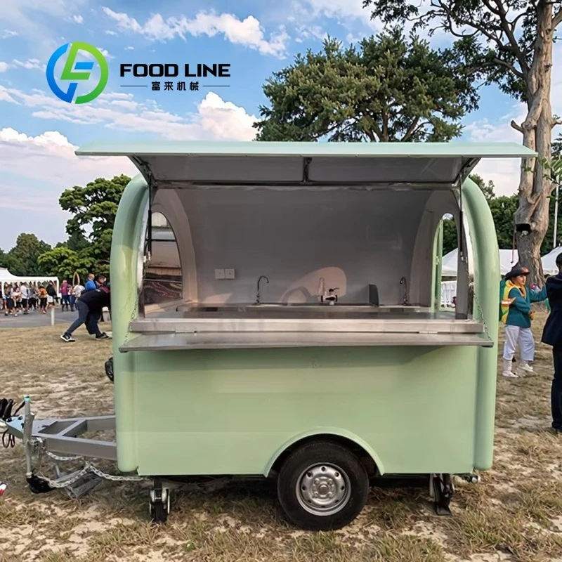 

Fully Equipped Green Multifunction Food Truck Trailer 2025 New Popular Street Mobile Kitchen Customized