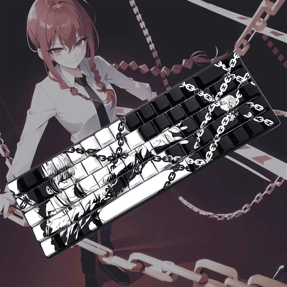 

Набор вторичных колпачков для ключей GEFENSI Sakura Makima Cherry PBT с боковой гравировкой, 130 клавиш для механических клавиатур 61/64/75/84/96/104