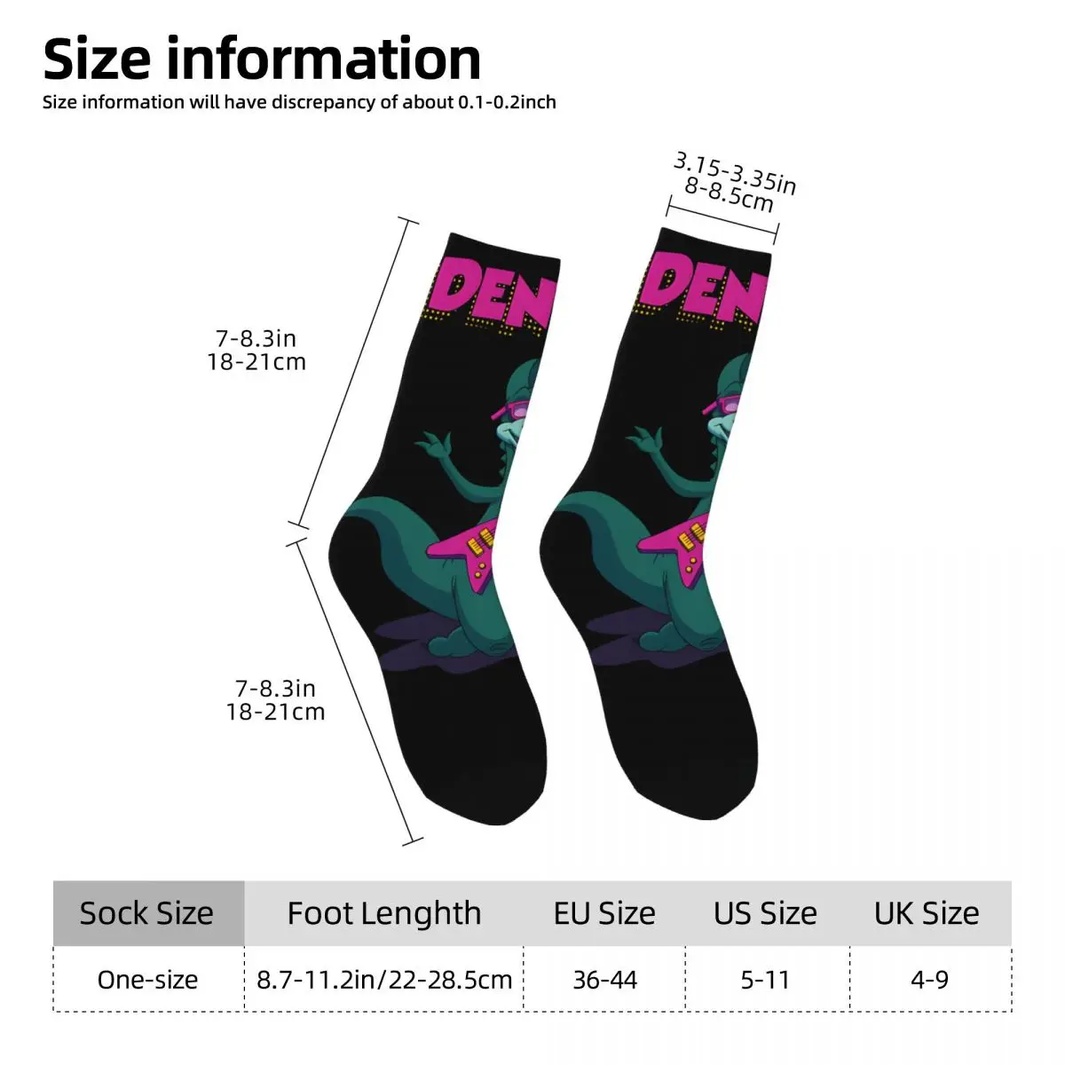 Funny Happy Music Men\'s Socks Retro Harajuku D-Denver, The Last Dinosaur Hip Hop Novelty Seamless Crew Crazy Sock Gift Printed