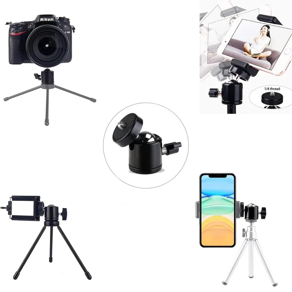 Hot Shoe 1/4 Screw Hole Tripod Mount Camera Head Adapter Ball Head with Lock LED Light Flash Bracket Holder For DSLR DV Cameras