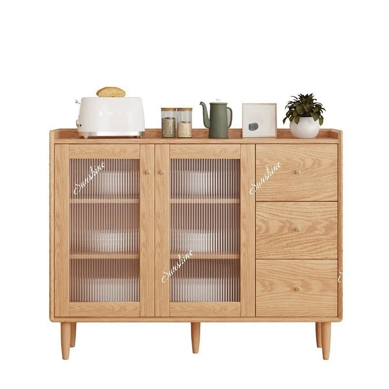 

Solid wood dining side Nordic narrow Japanese storage simple modern living room storage small apartment tea cabinet