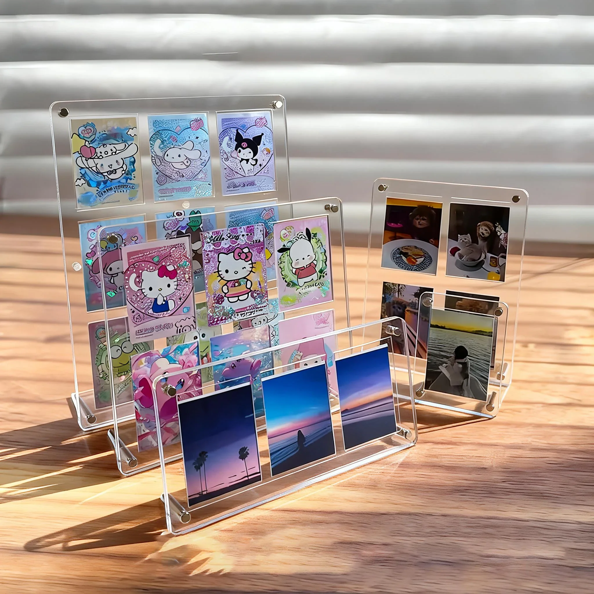 Clear/black Acrylic Multi-grid Photo Display Stand Desktop Trading Card Holder Frame for Sports Cards Photo Brick Display