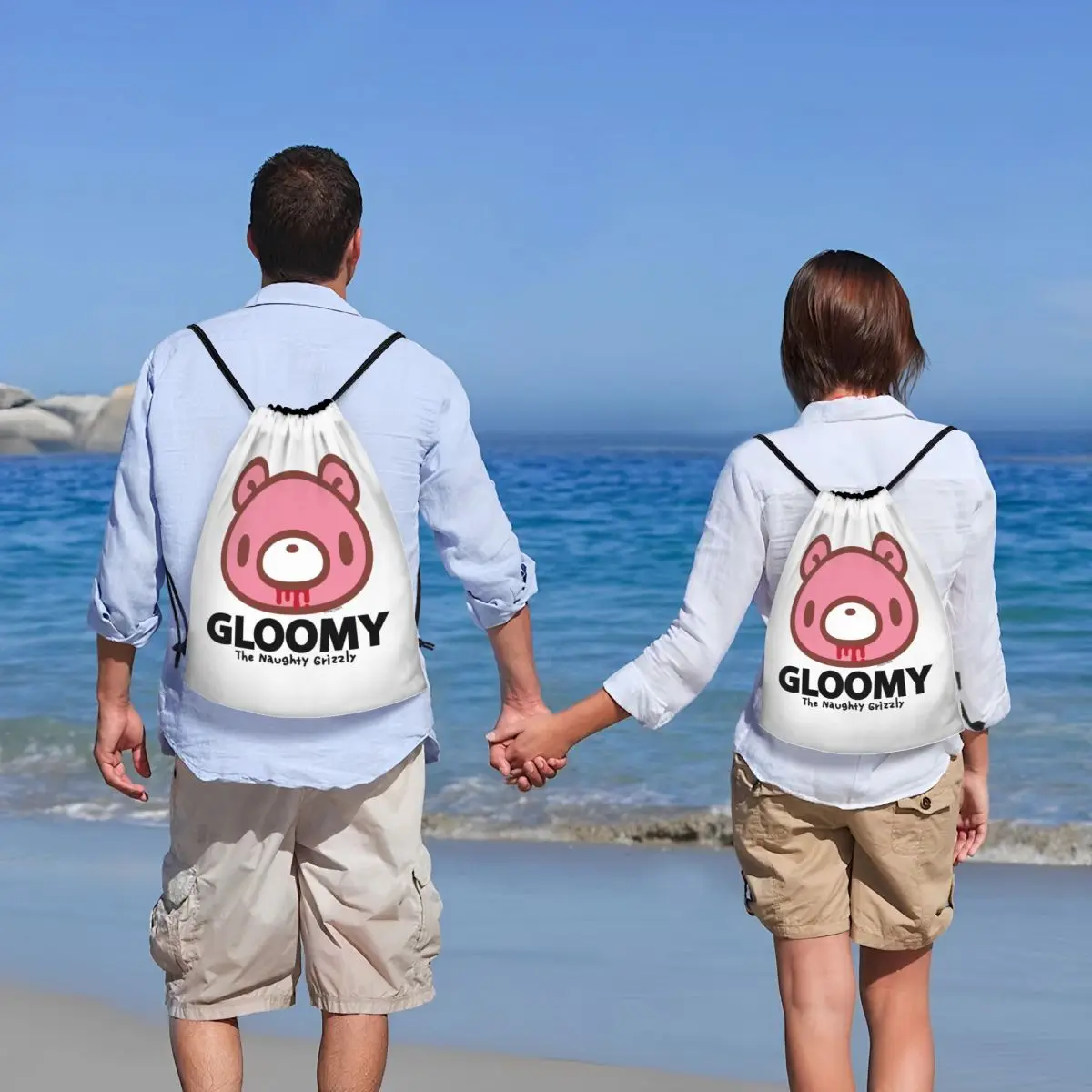 Manga Animation Gloomy Bear Borse con coulisse Uomo Donna Pieghevole Sport Palestra Sackpack Shopping Zaini