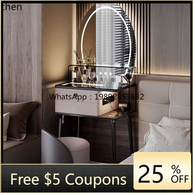 

Туалетный столик ABB из массива дерева, минималистичный, 60 см, с большим умным зеркалом, для спальни