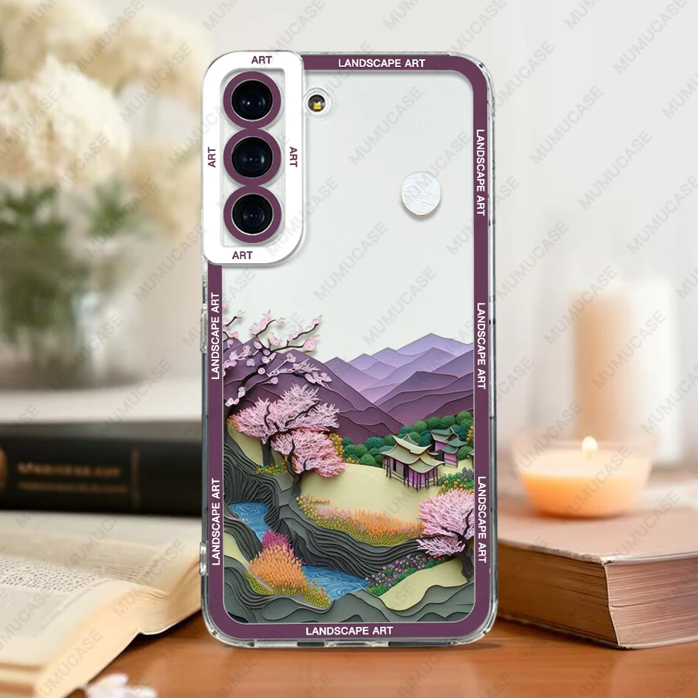 Phone Case For Samsung Galaxy S24 S20 S21 FE S22 Plus S23 Ultra A22 A54 5G A72 A34 A71 A31  Soft Cover Landscape Art Shockproof