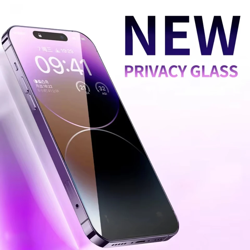 NNBILI 1-3 piezas vidrio templado de privacidad anti luz azul para iPhone 15 16 14 13 17 Pro Max, protector de pantalla transparente para protección ocular 2