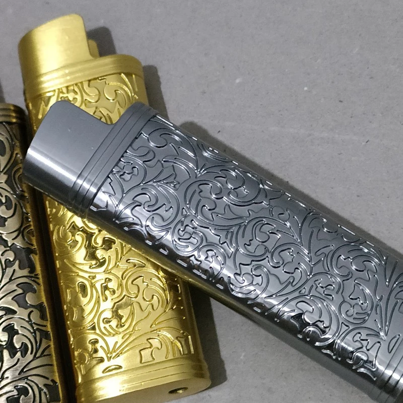 Classic Durable Reusable Alloy Case Lighters Universal Outside Armor Cover Fashion carving Metal Shell For Cricket Ed1