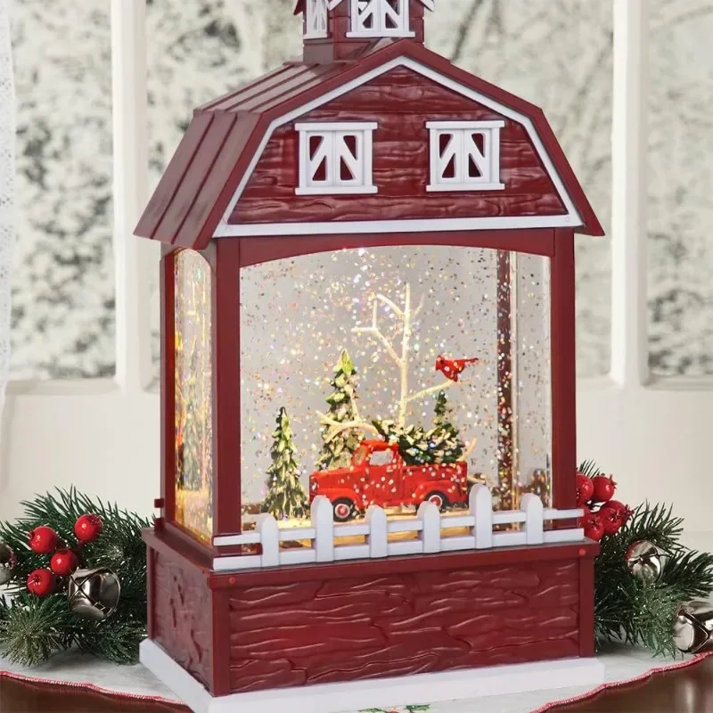 Christmas decorations, Christmas small house, wind lanterns, music box, falling snow, snowflakes, crystal balls, Christmas gifts