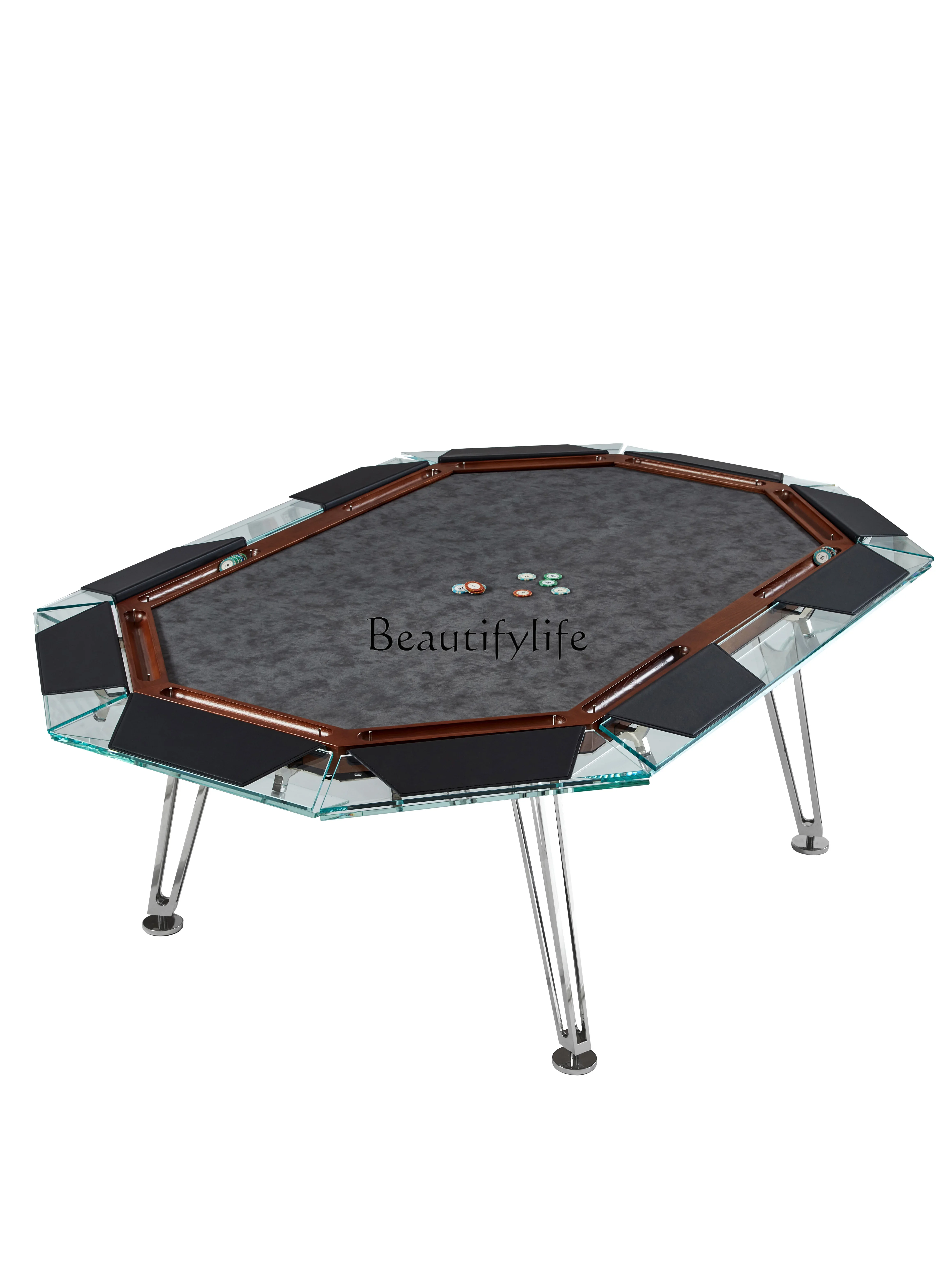 Italian luxury multi-person acrylic crystal glass high-end poker table