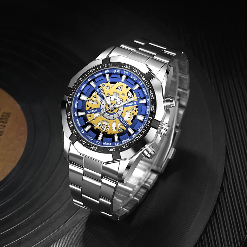 Luxury Fashion Skeleton Watch for Men Luminous Military Watch Men Classsic Watches Stainless Steel Band Sport Wristwatch relogio
