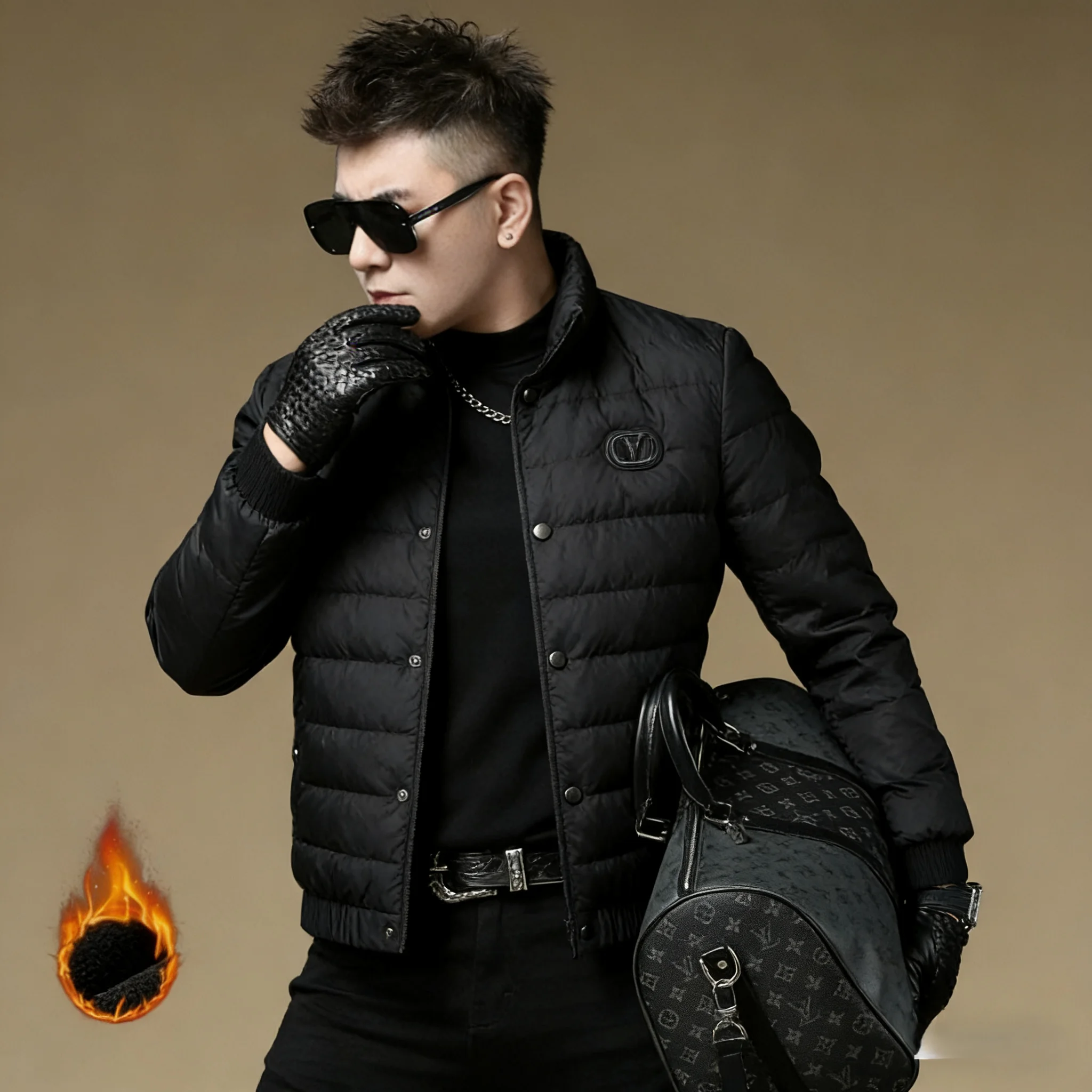 

Мужская повседневная утепленная легкая куртка-пуховик с воротником-стойкой, черная, теплая, из ткани Оксфорд, для поездок на работу