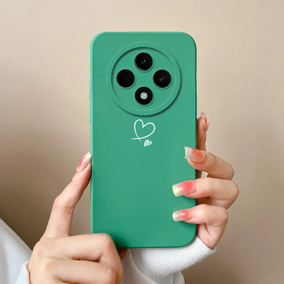 Love Heart Case For Oppo Reno 12F Phone Shell Soft Liquid Silicone Camera Protection Back Cover For Oppo Reno12F 12 F Bumper