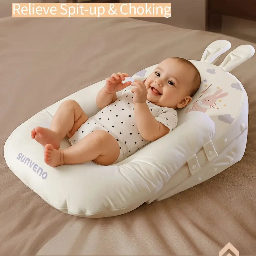 sunveno-調節可能なベビー授乳枕-人間工学に基づいた脊椎サポート-取り外し可能なスロープパッド-ポータブルハンドル