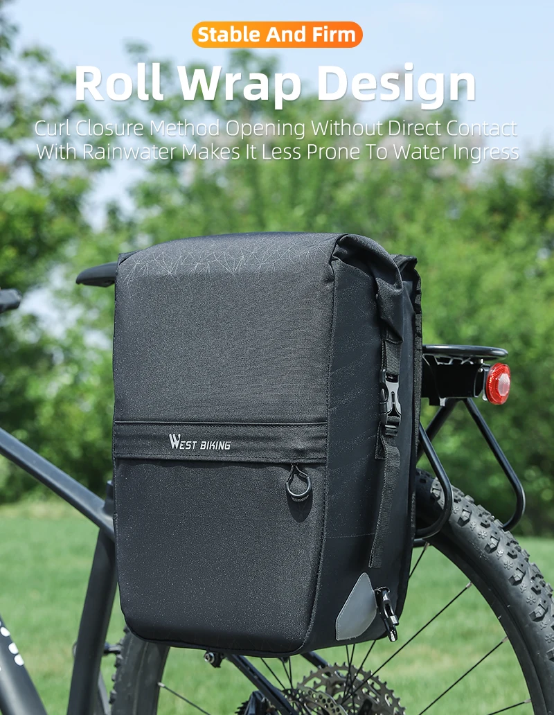 WEST BIKING Wasserdichte Fahrradtasche 17-29L Große Kapazität Fahrrad-Gepäckträgertasche Langstrecken-Reisetasche MTB Rennrad Zubehör – Detail 15