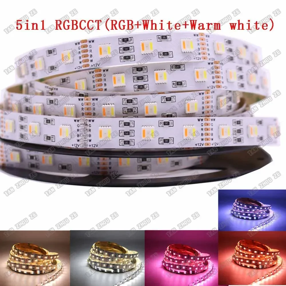 5M LED Strip Light RGBCCT 60leds 84 96leds /m 112leds /m 5050 SMD Led Tape Bar Light String Holiday Decoration Lights 12V 24V