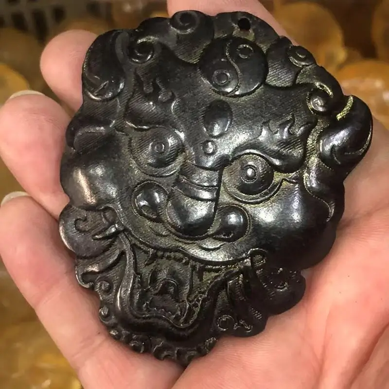 Iron Animal Face , Meteorite Ornament, Pendant, Antique Jade